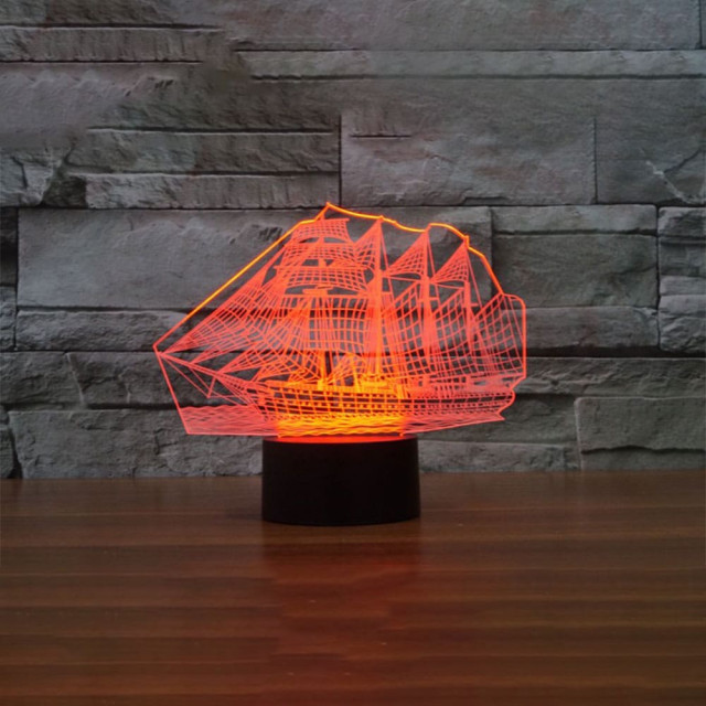 Ночник Camelion NL-404 Корабль LED 3Вт RGB USB 3 АА (в комплект не входят)