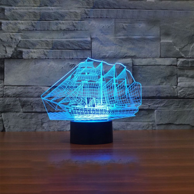 Ночник Camelion NL-404 Корабль LED 3Вт RGB USB 3 АА (в комплект не входят)