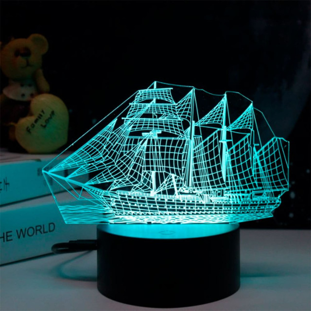 Ночник Camelion NL-404 Корабль LED 3Вт RGB USB 3 АА (в комплект не входят)