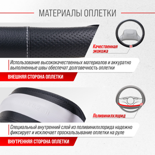 Оплетка экокожа Skyway Art-4 M черная