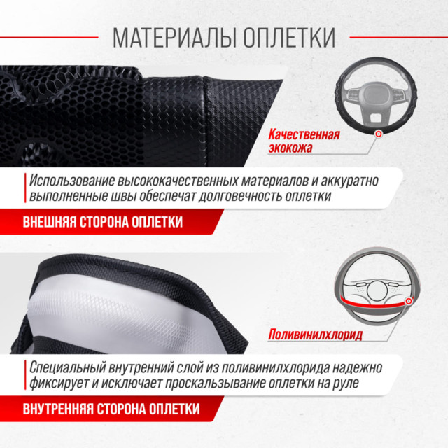 Оплетка экокожа Skyway Racer-2 M черная