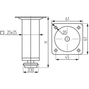 Опора мебельная Starfix SMF-4617 квадратная 25*150 мм