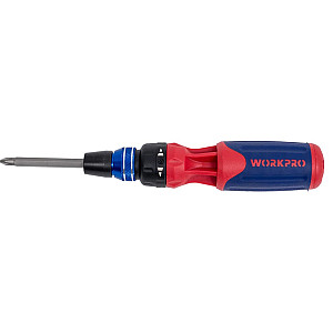 Отвертка Workpro WP221063 12-в-1 с трещоткой