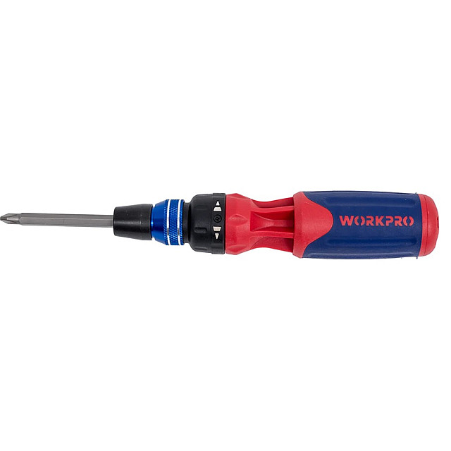 Отвертка Workpro WP221063 12-в-1 с трещоткой