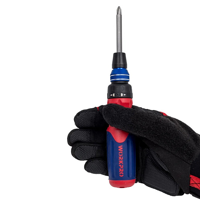 Отвертка Workpro WP221063 12-в-1 с трещоткой