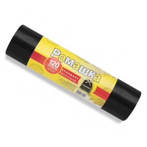 Мешки для мусора Ромашка Стандарт ЗВС-120/10/12/Ч с завязками 120 л 10 шт