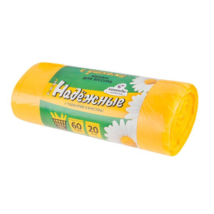 Мешки для мусора Ромашка Надежные ВЛ07020У с завязками желтые 60 л 20 шт