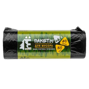 Мешки для мусора Ромашка Е-Ромашка ЕЛР60-30/35 черные 60 л 30 шт