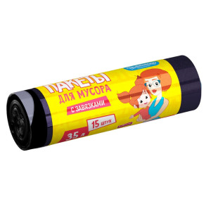 Пакеты для мусора Avikomp Стандарт 3381 с завязками черные 35 л 15 шт