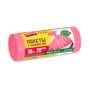 Пакеты для мусора Avikomp Клубника в шоколаде 88782 ароматизированные серо-розовые 30 л 20 шт