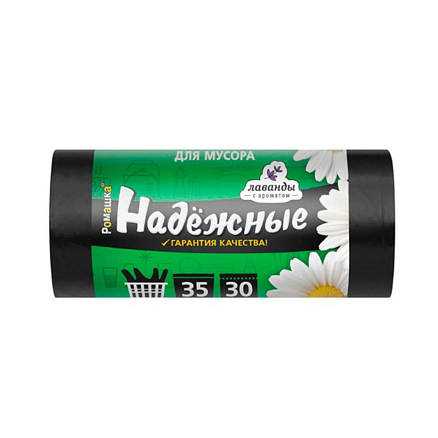 Мешки для мусора Ромашка Надежные с ушками 35 л 30 шт