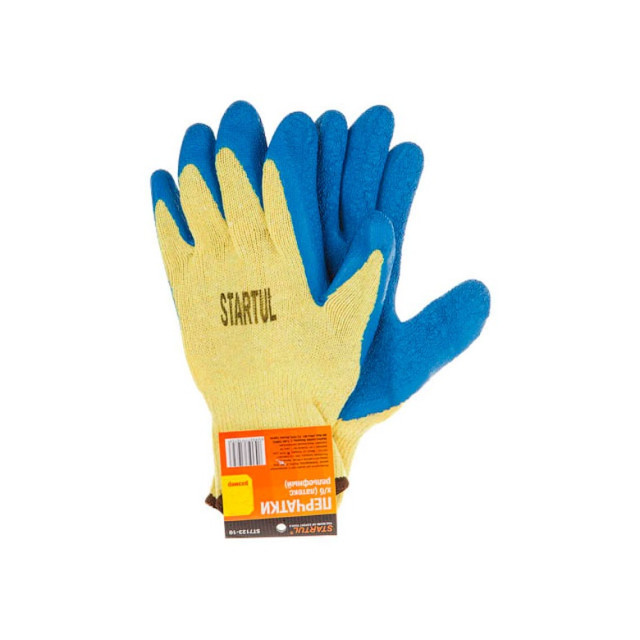 Перчатки хлопчатобумажные Startul ST7123-10 латексное рельефное покрытие размер 10