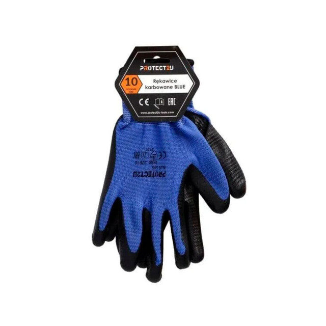 Перчатки гофрированные Protect2U blue 8316 размер 10