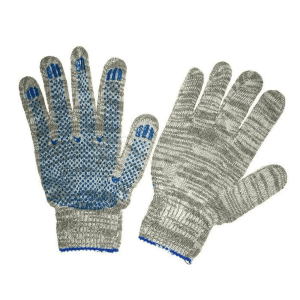 Перчатки хлопчатобумажные В8902109 4-х нитка с ПВХ серые