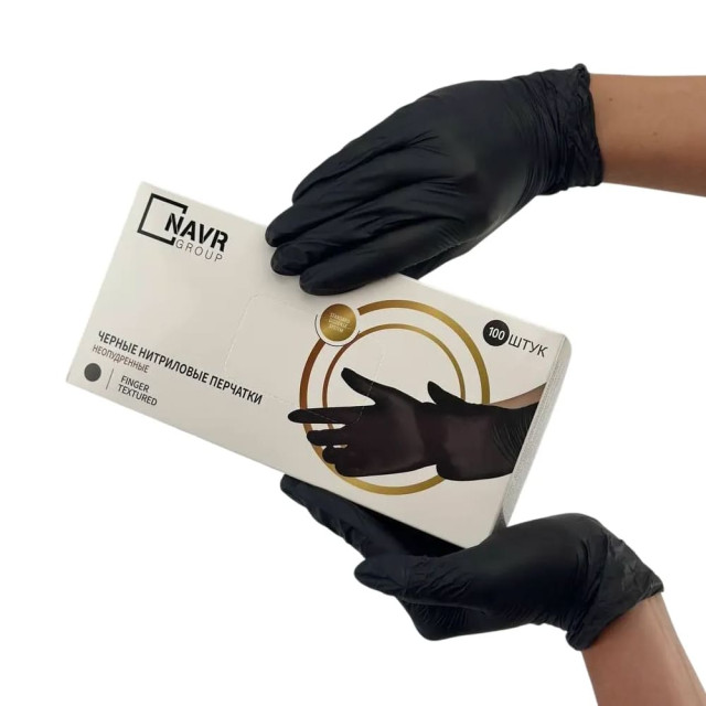 Перчатки одноразовые Navr 00078398 черные без пудры 50 пар размер L