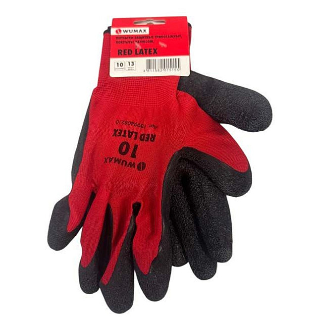 Перчатки защитные Wumax 1899408208 Red Latex покрыты латексом размер 8