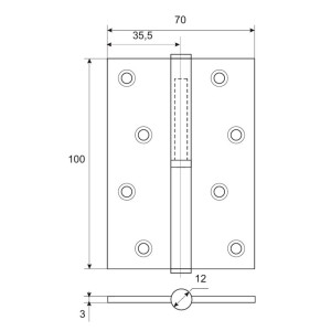 Петля врезная Apecs 100*70*-B-Steel-Nis-L 2 шт
