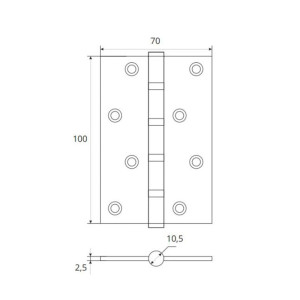 Петля врезная Vela 100*70*2.5 мм 4BB-AB бронза 2 шт
