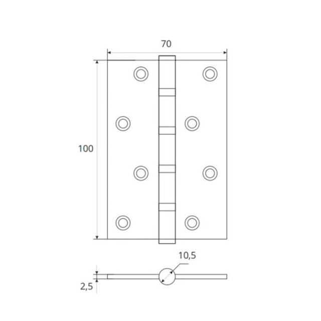 Петля врезная Vela 100*70*2.5 мм 4BB-AB бронза 2 шт