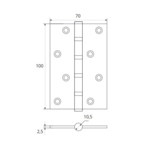 Петля врезная Vela 100*70*2.5 мм 4BB-CR хром
