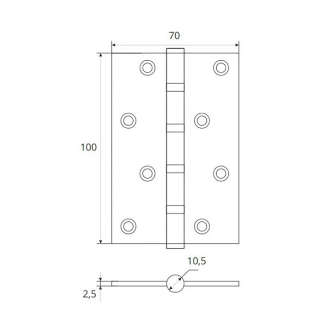 Петля врезная Vela 100*70*2.5 мм 4BB-CR хром