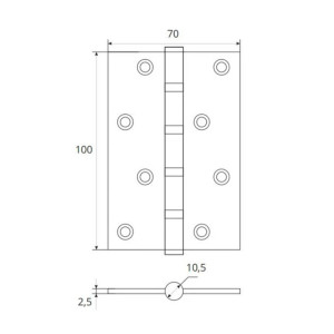Петля врезная Vela 00006166 100*70*2.5 мм 4BB-SN матовый никель