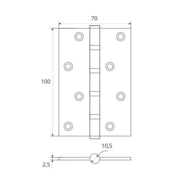 Петля врезная Vela 00006166 100*70*2.5 мм 4BB-SN матовый никель