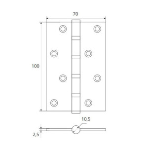 Петля врезная Vela 00017315 100*70*2.5 мм 4BB-Zinc цинк