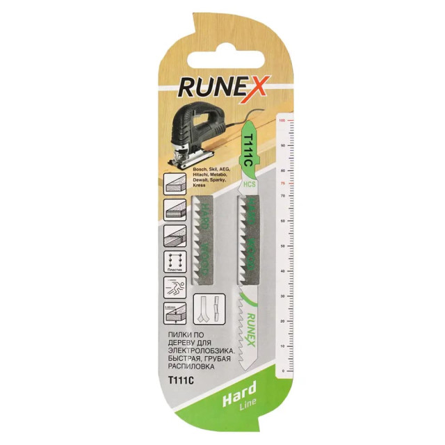 Пилки по дереву Runex T111C грубая распиловка 100*75 мм 2 шт