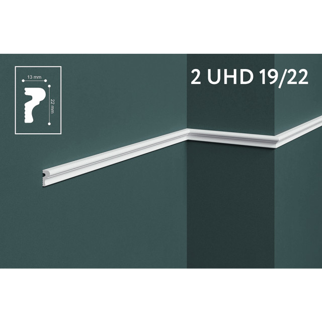 Молдинг настенно-потолочный Солид 2 UHD 19/22 полимерный белый 13*22*2400 мм