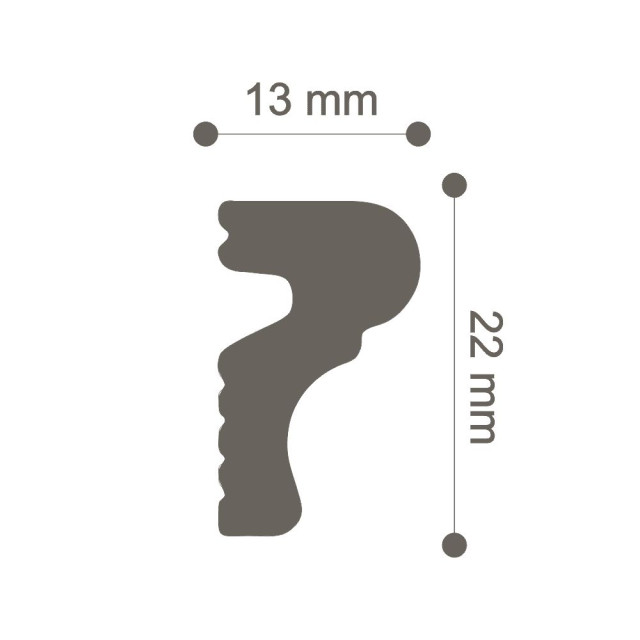 Молдинг настенно-потолочный Солид 2 UHD 19/22 полимерный белый 13*22*2400 мм