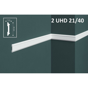 Молдинг настенно-потолочный Солид 2 UHD 21/40 полимерный белый 7*40*2400 мм