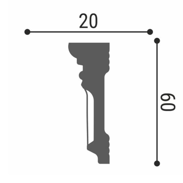 Плинтус потолочный Де-Багет декор ДП 12/60 60*20*2000 мм