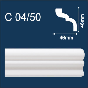Плинтус потолочный Солид С04/50 белый 46*46*2000 мм