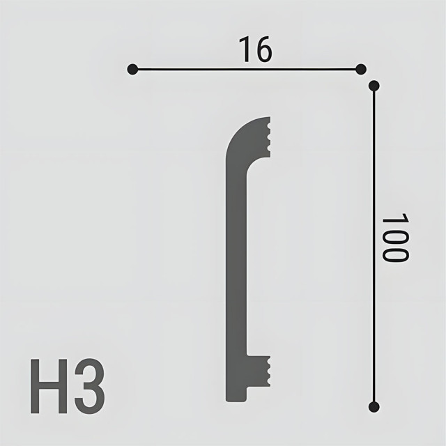 Плинтус напольный Де-багет XPS polymer H 3 100*16 мм