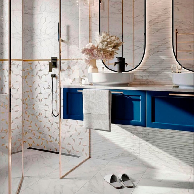 Плитка Beryoza Ceramica Marble глазурованная 418*418*8 мм белая