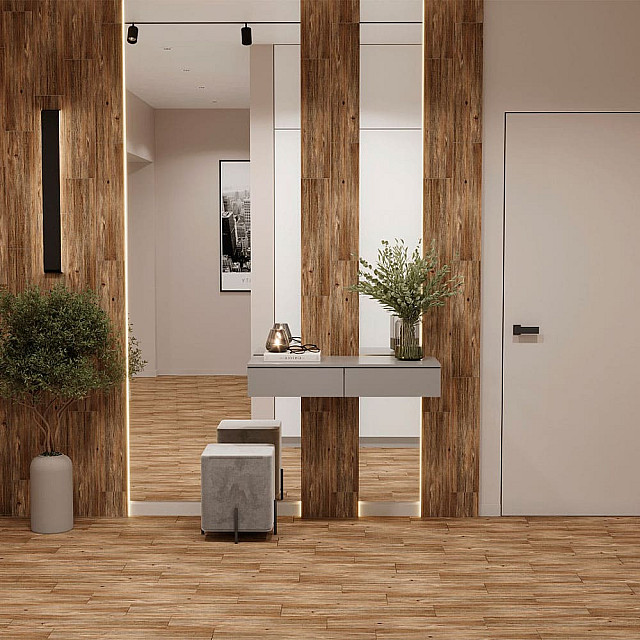 Керамогранит Beryoza Ceramica Шервуд GP глазурованный 1 сорт 594*147*9 мм коричневый