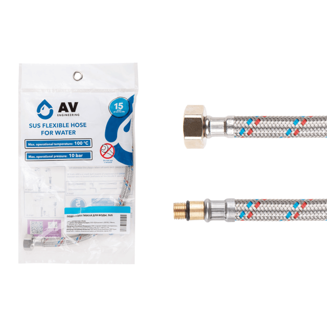 Подводка гибкая AV Engineering AVE203100 иголка короткая М10 - гайка 1/2
