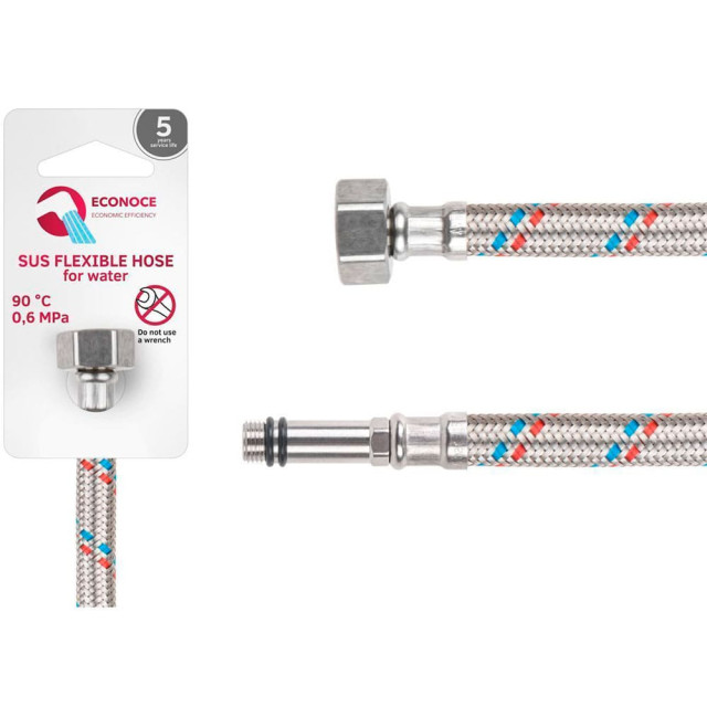 Подводка гибкая Econoce EC022050 SUS иголка м10 длинная - гайка 1/2