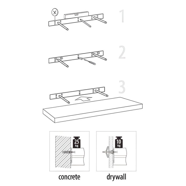 Полка Domax FS 118/24 BI 65140 со скрытым креплением 1180*235 мм белая