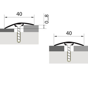 Порог Русский профиль 40 мм дуб тангент разноуровневый с дюбелем 0.9 м