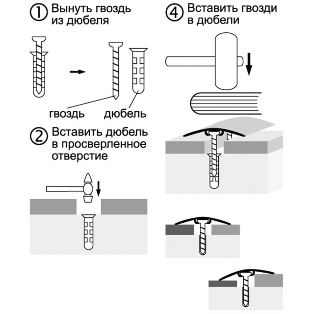 Порог Русский профиль 40 мм дуб мелфорд разноуровневый с дюбелем 1.35 м