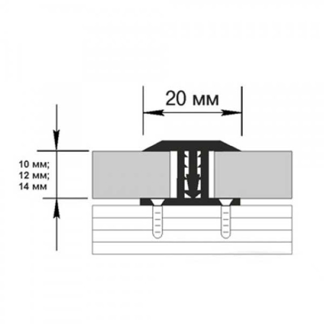 Порог Sanrelia Т20М Т-образный 105 дуб арктический с монтажной планкой 20 мм 1.8 м