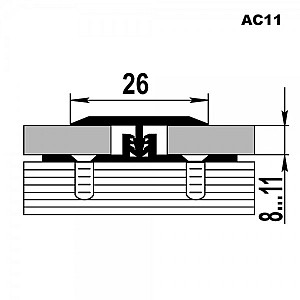 Порог Sanrelia АС11 Т-образный П05 дуб Филадельфия грей 26*8*11 мм 2.7 м