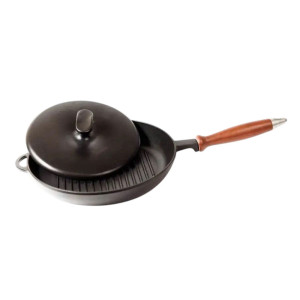 Сковорода гриль Ситон 260*40 мм с деревянной ручкой и прессом