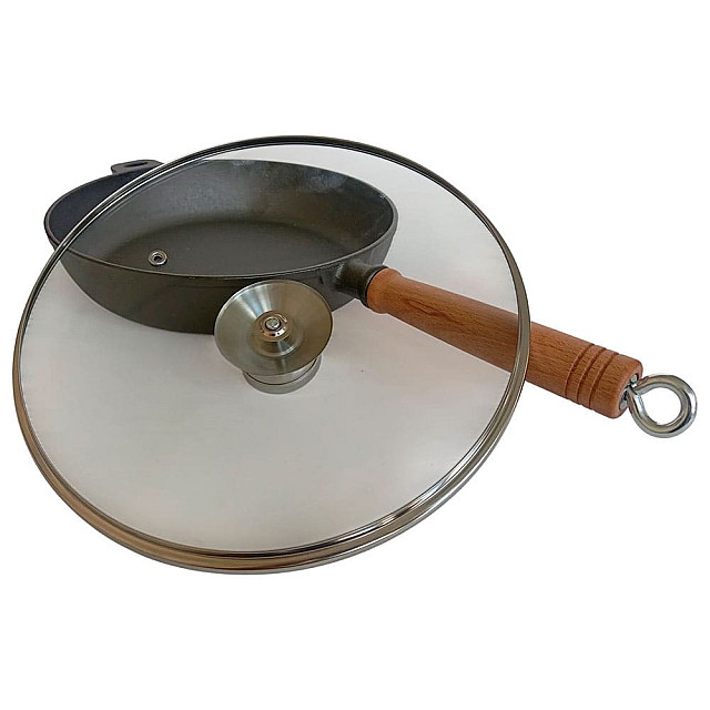 Сковорода Гардарика МП0328-10 чугунная со стеклянной крышкой 28 см