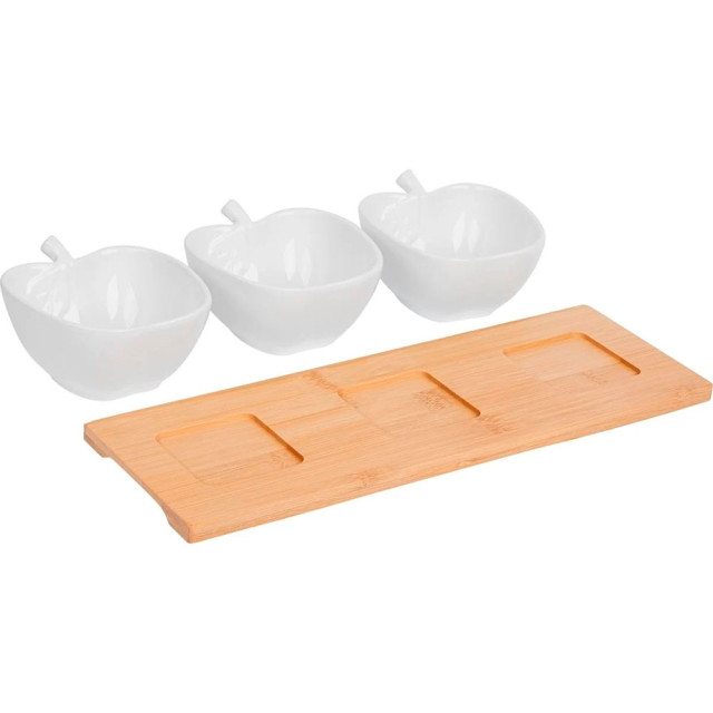 Менажница Perfecto Linea Bamboo 38-321110 трехсекционная на бамбуковой подставке