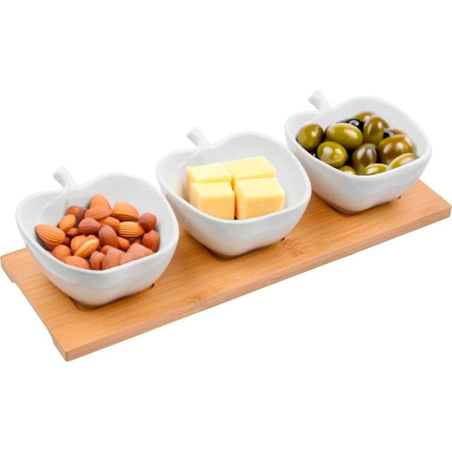 Менажница Perfecto Linea Bamboo 38-321110 трехсекционная на бамбуковой подставке