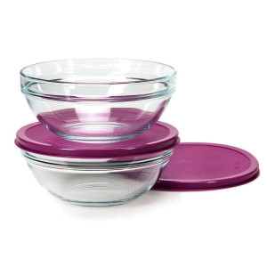 Комплект салатников Pasabahce Chef-s 53573 1066047 с пластмассовой крышкой 200 мм