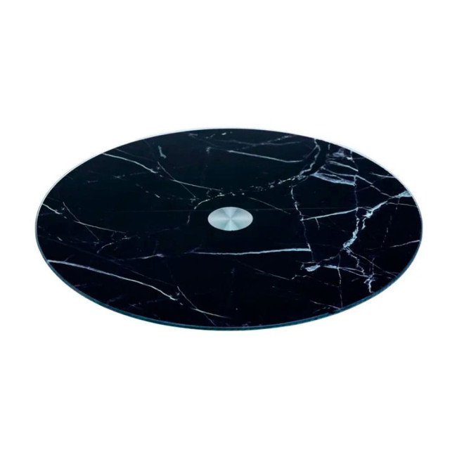 Блюдо Черный мрамор 28346147 код 270606 стеклянное вращающееся 32 см